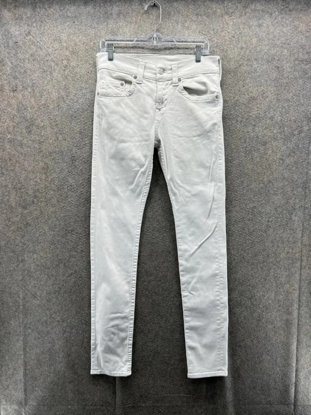 True Religion Rocco Jeans Mens 29 White Relaxed Skinny Denim Light Wash